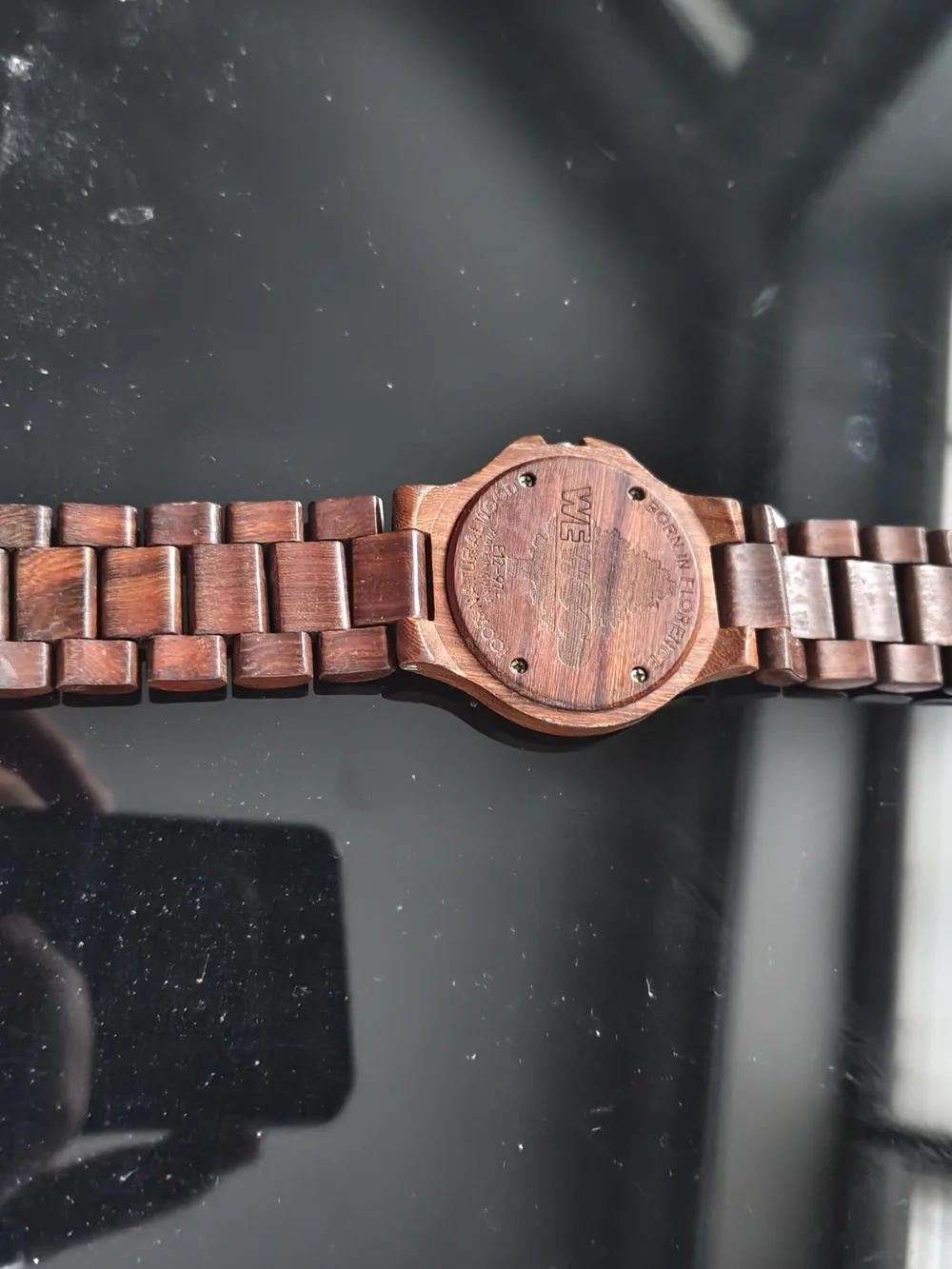 Wooden Link Bracelet Watch with Silver Clasp